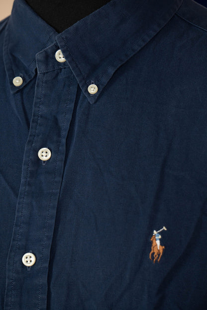 1990 Camicia Polo Ralph Lauren Blu Scuro "XL"