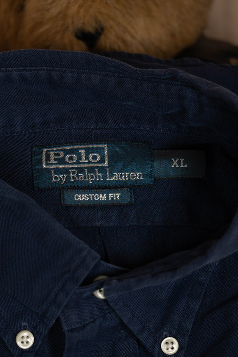 1990 Camicia Polo Ralph Lauren Blu Scuro "XL"