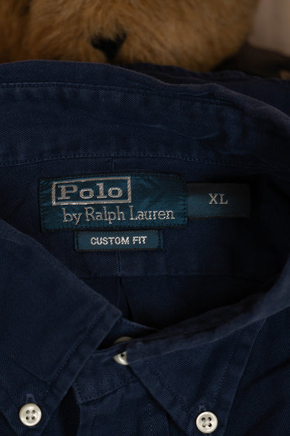 1990 Camicia Polo Ralph Lauren Blu Scuro "XL"
