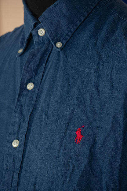2000 Camicia Ralph Lauren Lino Blu "M"