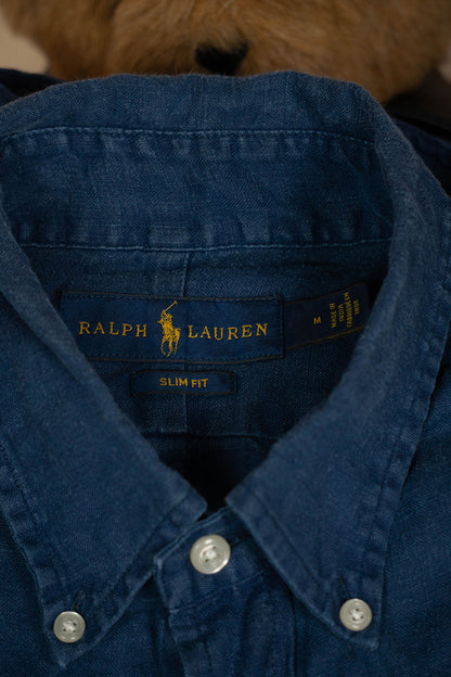 2000 Camicia Ralph Lauren Lino Blu "M"