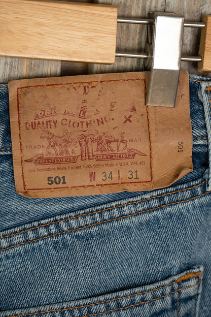 Jeans Levi's 501 Indaco Schiarito Made in USA W34 L31