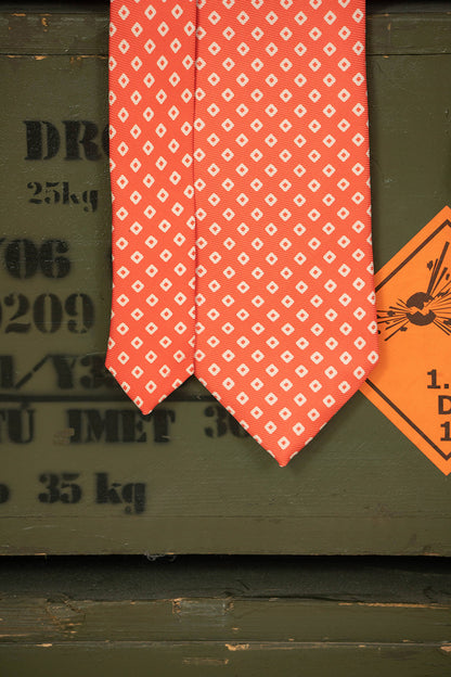 Cravatta E.Marinella Salmone con Quadrati