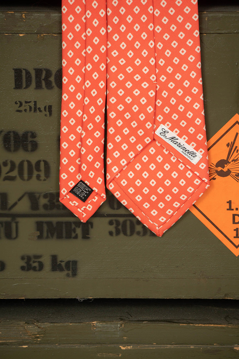 Cravatta E.Marinella Salmone con Quadrati