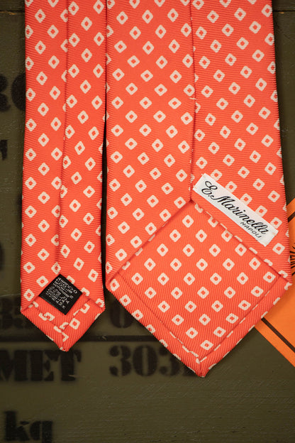 Cravatta E.Marinella Salmone con Quadrati