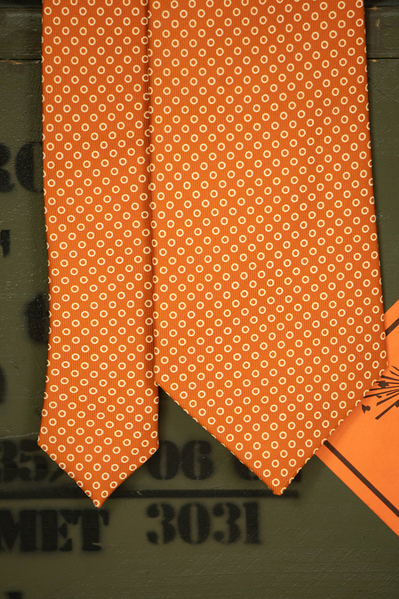 Cravatta E.Marinella Marrone Arancione Geometrica