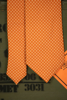 Cravatta E.Marinella Marrone Arancione Geometrica