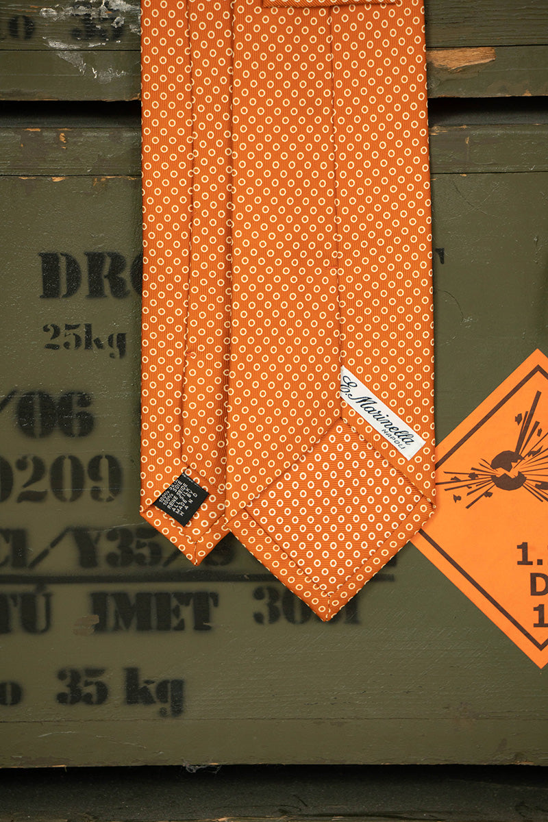 Cravatta E.Marinella Marrone Arancione Geometrica