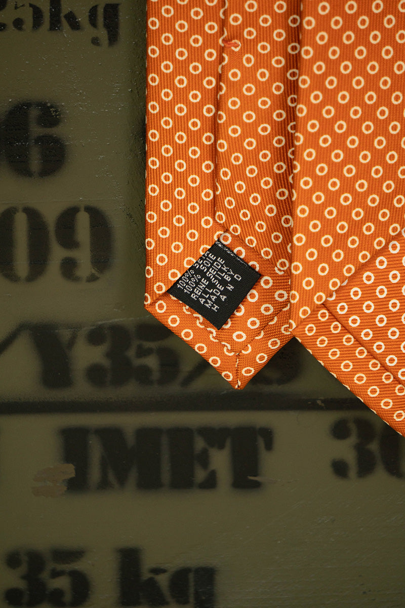 Cravatta E.Marinella Marrone Arancione Geometrica