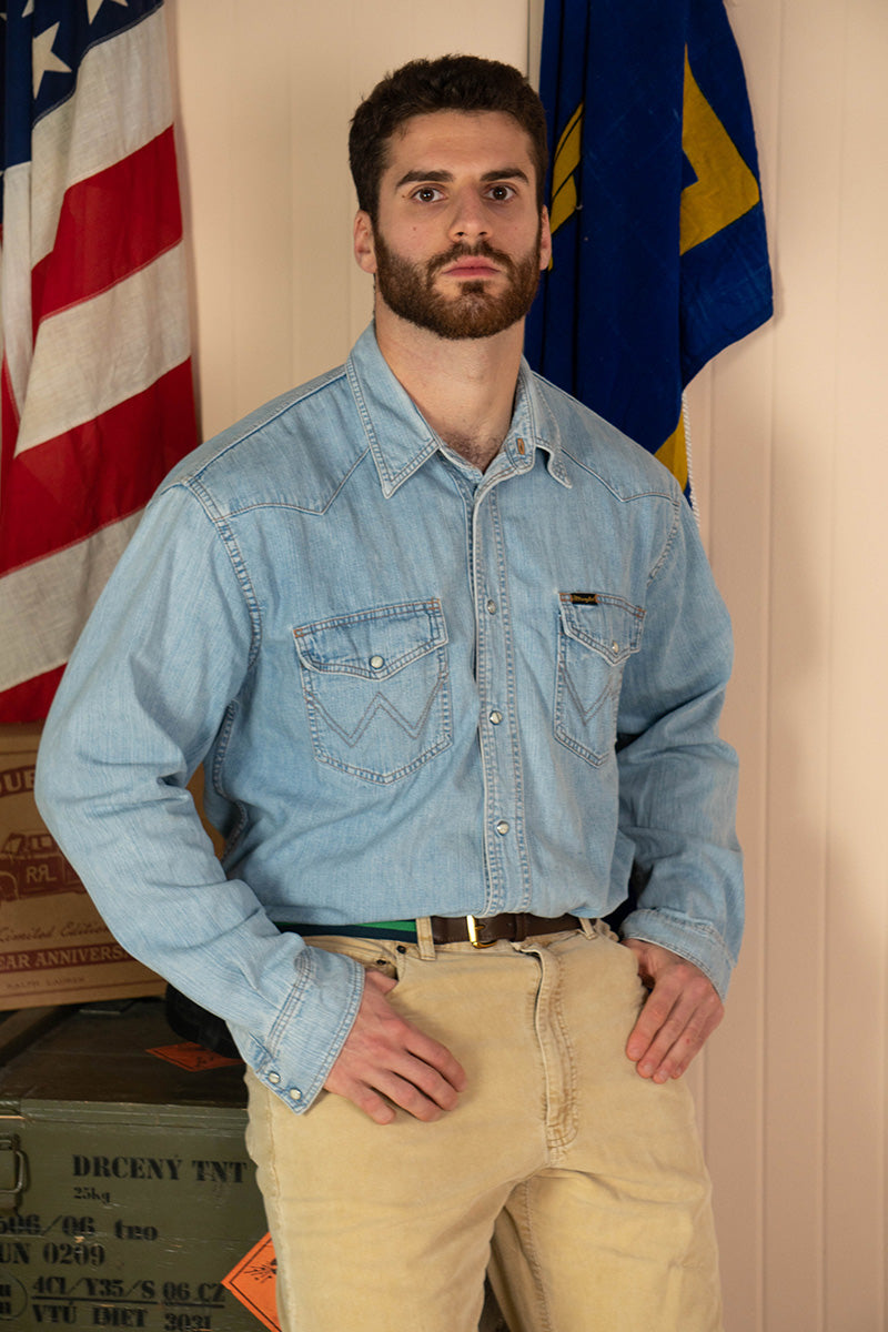 1980 Camicia Texana Denim Chiara Wrangler - XL