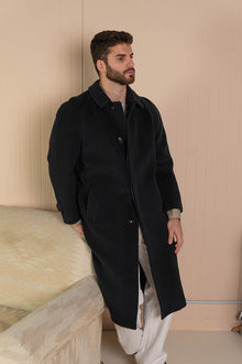 Cappotto Spinato Lungo Blu in Lana- IT 50