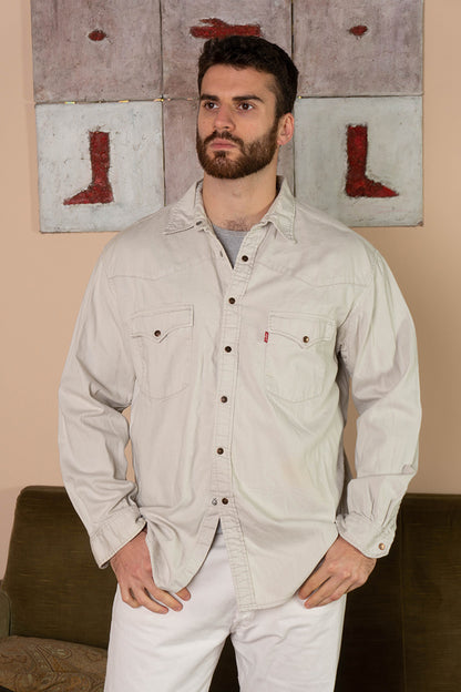 1990 Camicia da lavoro Levi's Orange Tab Beige- XL