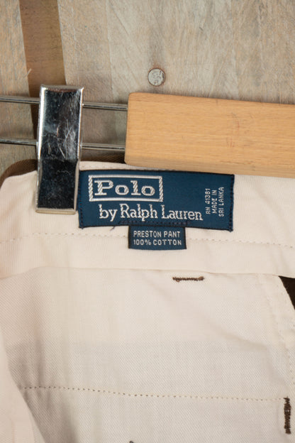 1990 Pantaloni Chino Preston Ralph Lauren Marroni - W40 L30