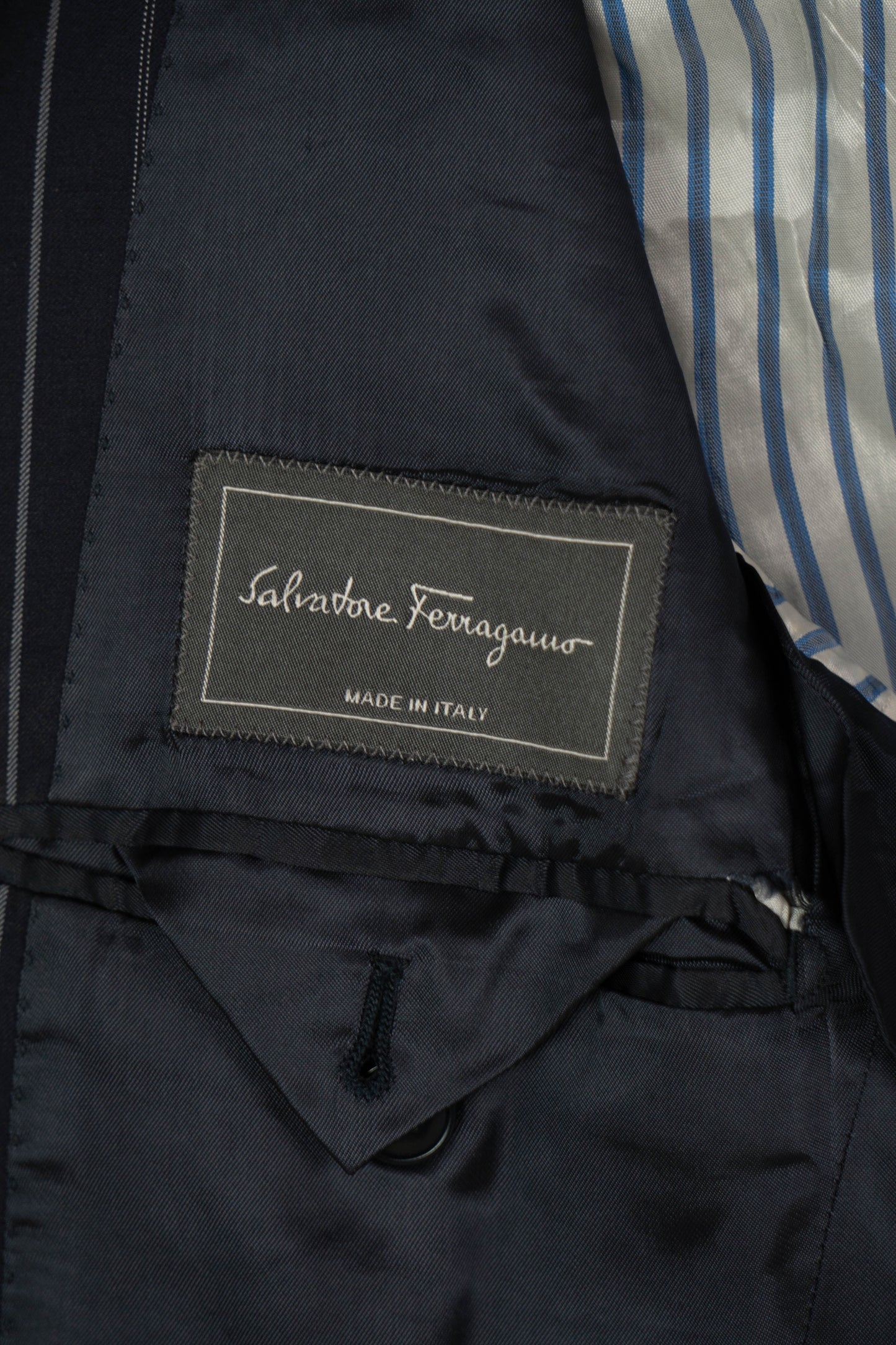 Blazer Gessato Blu Salvatore Ferragamo - IT50