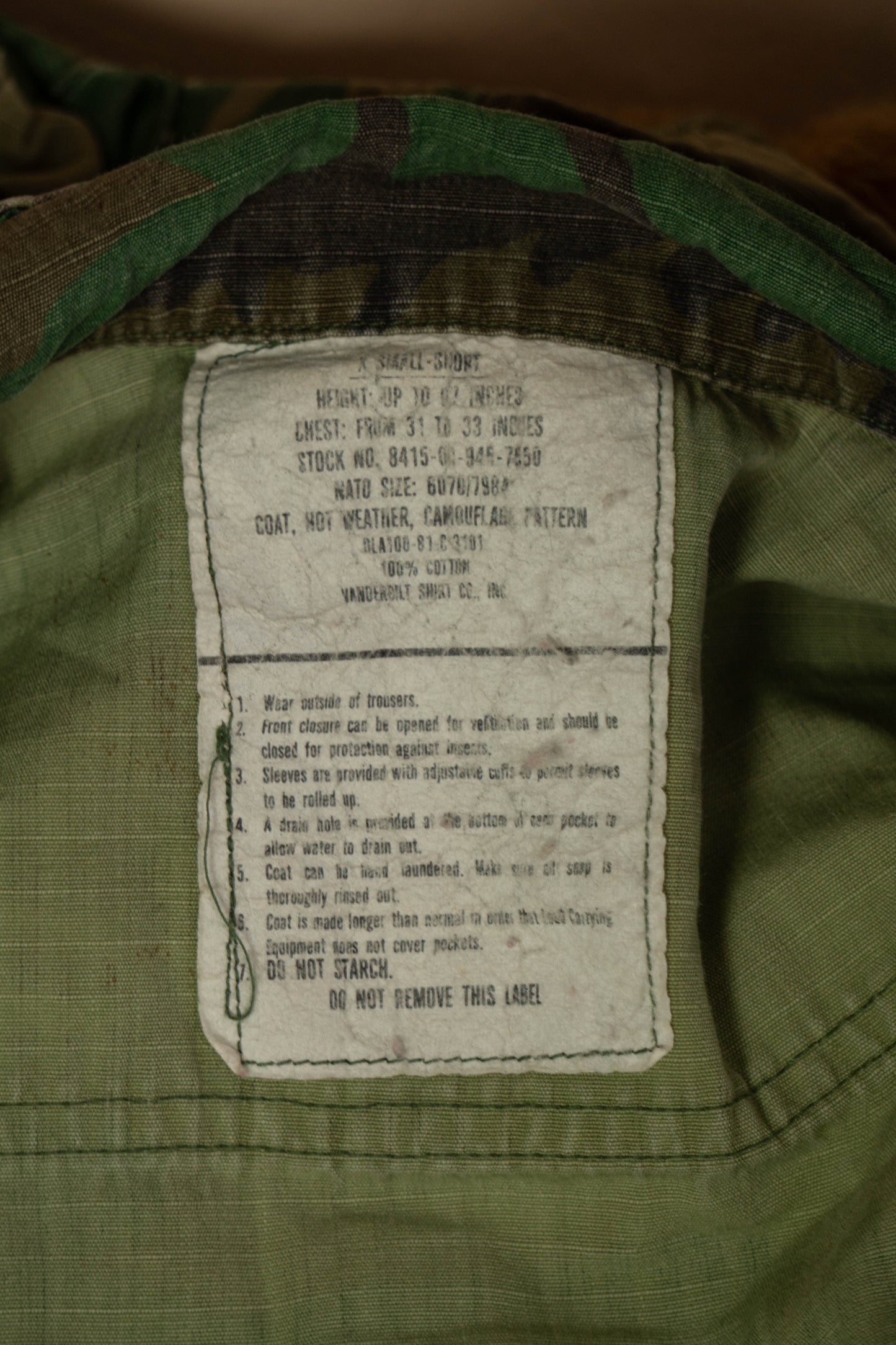 Camicia Combat Us army Woodland 1981 - XS Short