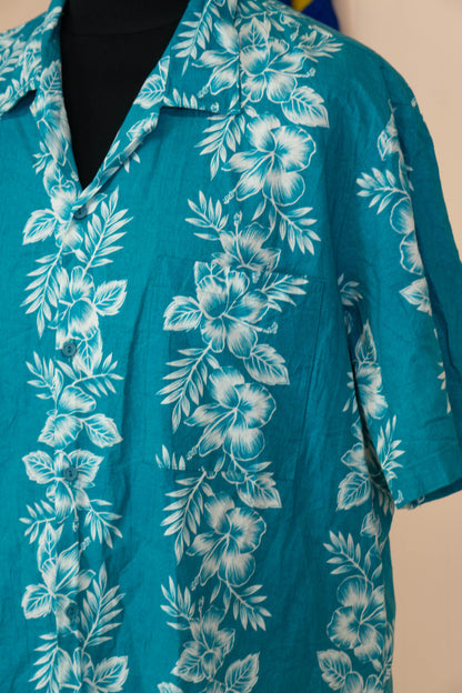 Camicia Hawaiana Americana Hawaii Blues Floreale- XL