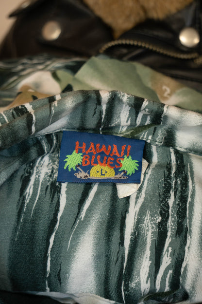 Camicia Hawaiana Americana Floreale Hawaii Blues - L