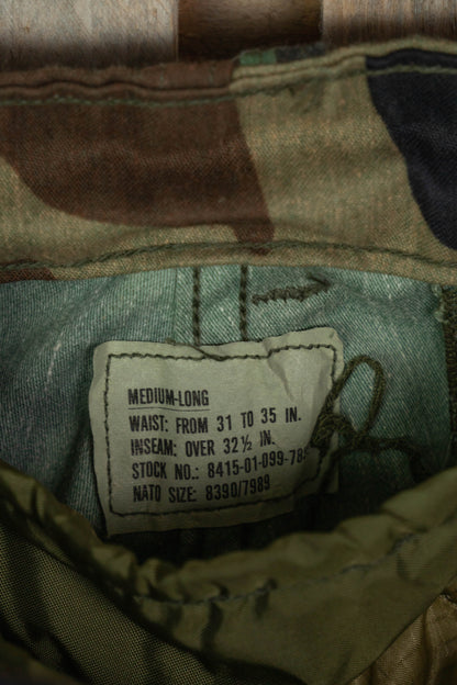 Us Army Pantaloni Combact Cargo Woodland con Liner - M Long