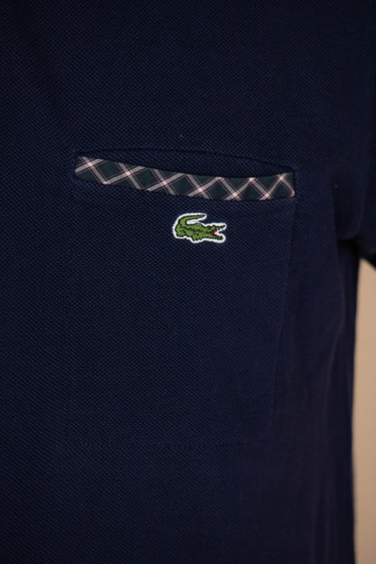 2010 Polo Lacoste maniche Blu scuro con taschino - S