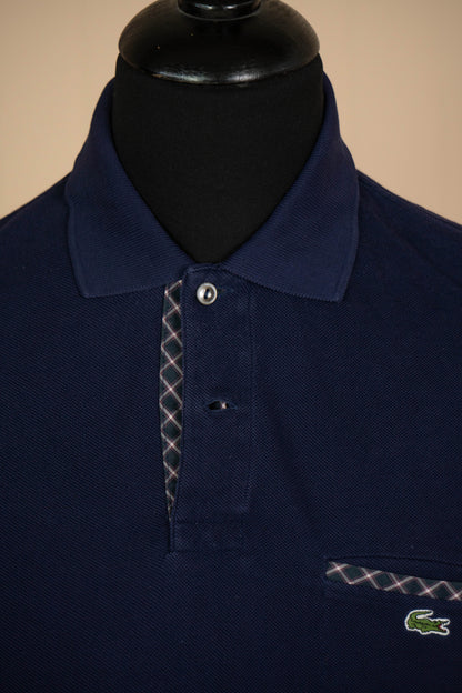2010 Polo Lacoste maniche Blu scuro con taschino - S