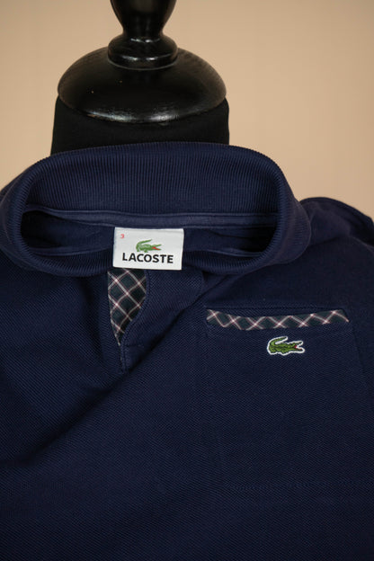 2010 Polo Lacoste maniche Blu scuro con taschino - S