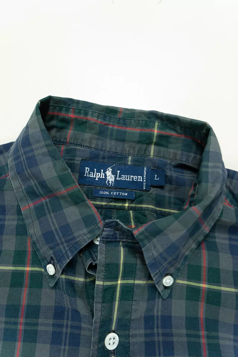 Camicie Ralph Lauren a Scacchi Classic Fit Verde - L