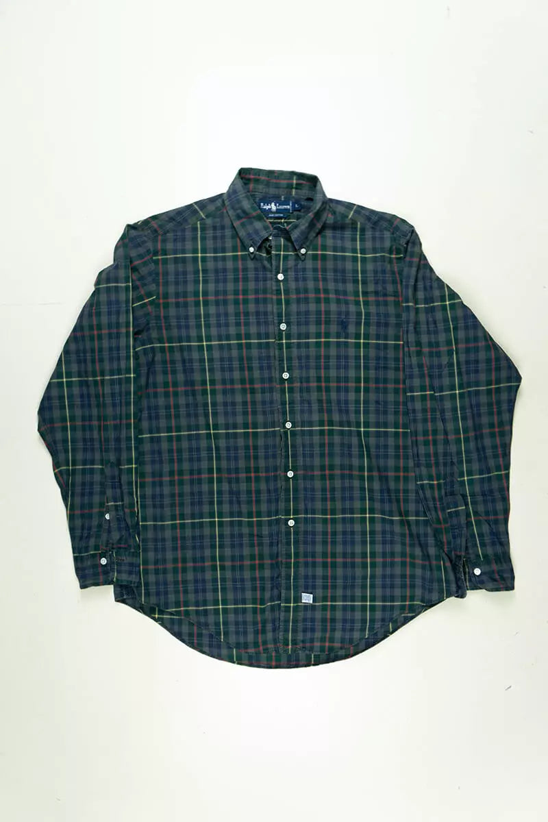 Camicie Ralph Lauren a Scacchi Classic Fit Verde - L