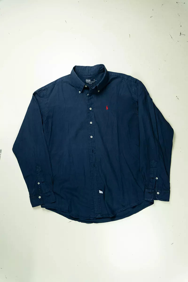 Camicie Ralph Lauren Tinta Unita Classic Fit Blu Scuro "XXL"