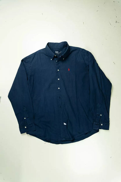 Camicie Ralph Lauren Tinta Unita Classic Fit Blu Scuro "XXL"