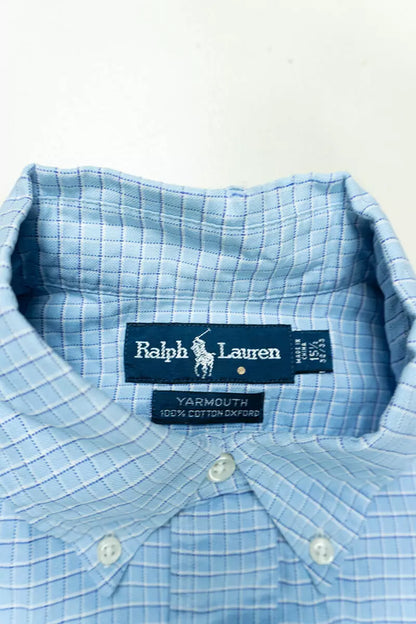 Camicie Ralph Lauren a Scacchi Classic Fit Azzurro "M"
