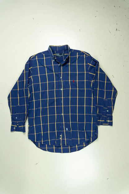 Camicie Ralph Lauren a Scacchi Classic Fit Blu Scuro "M"