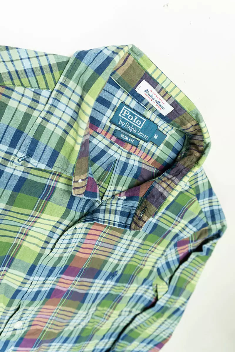 Camicia a Quadri Ralph Lauren Slim Fit Verde "M"