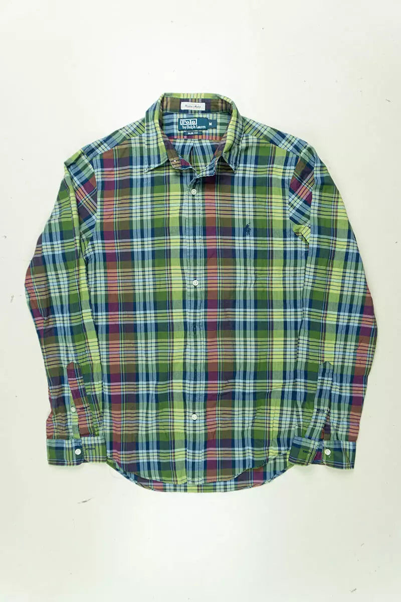 Camicia a Quadri Ralph Lauren Slim Fit Verde "M"