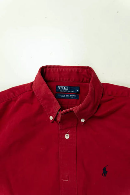 Camicie Ralph Lauren Tinta Unita Classic Fit Rossa "L"